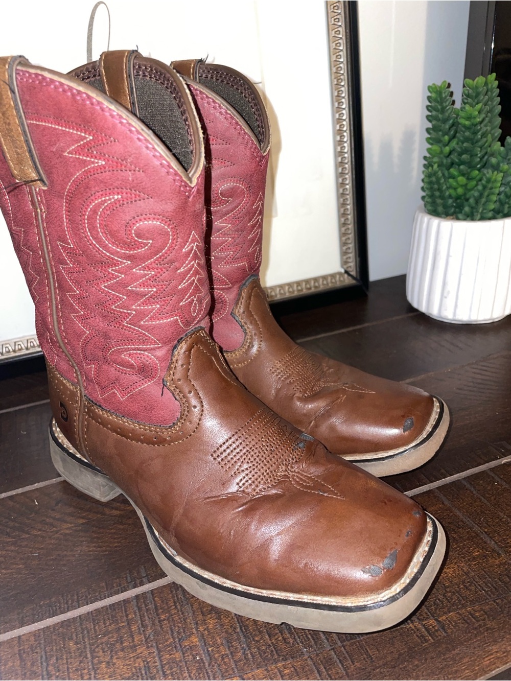 Durango Kids 8” Lil Rodeo Brown Leather Cowboy Boots Size 2M